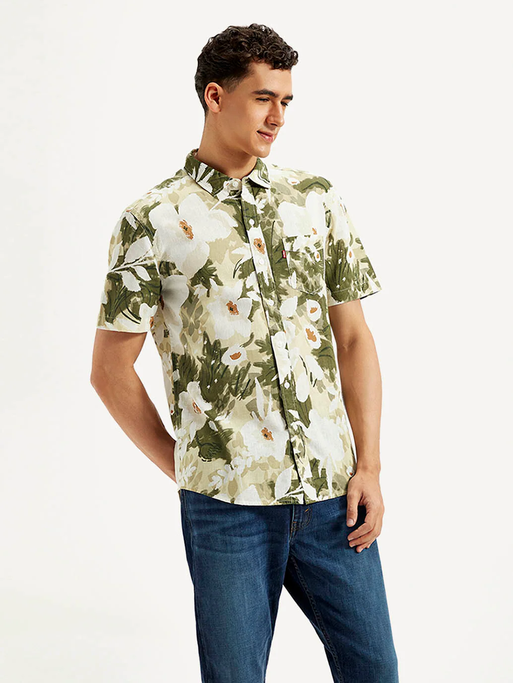Men's Floral Slim Fit Linen Shirt - Image 4
