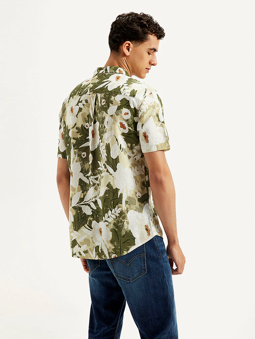 Men's Floral Slim Fit Linen Shirt - Image 5