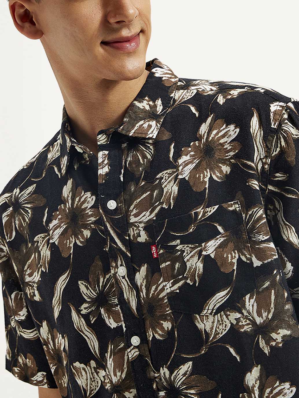Men's Floral Slim Fit Linen Shirt - Image 4
