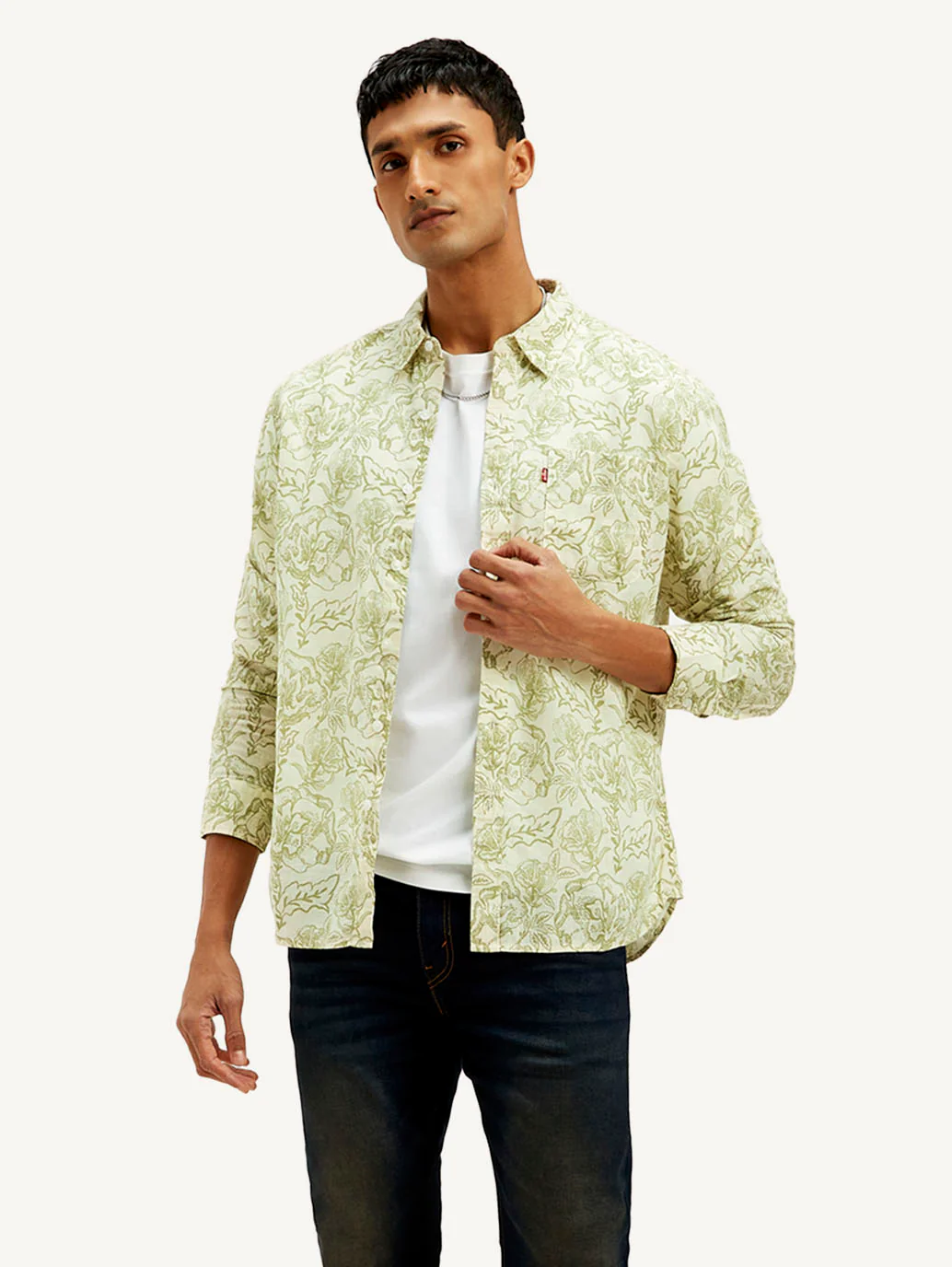 Men's Floral Slim Fit Linen Shirt - Image 2