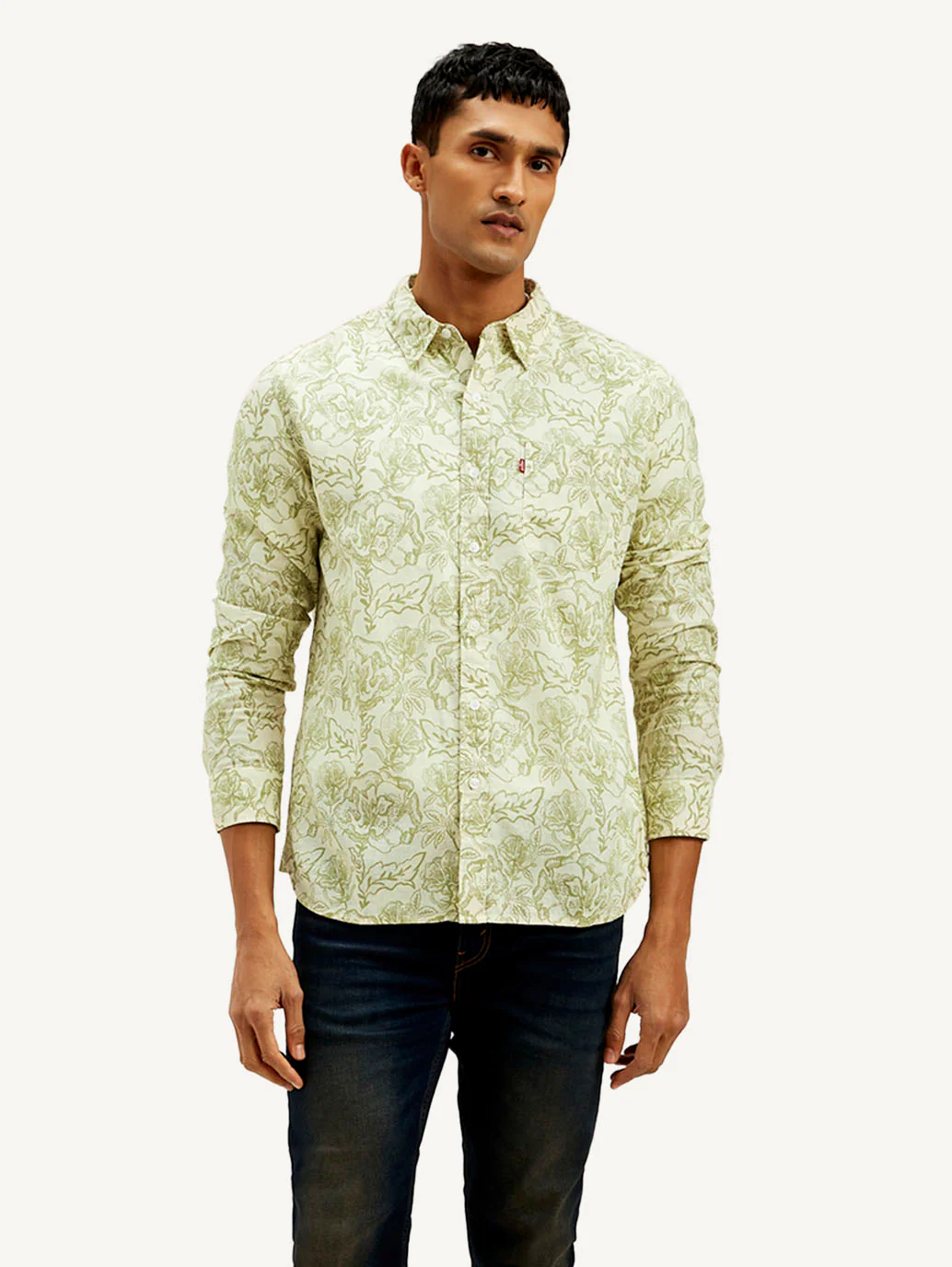 Men's Floral Slim Fit Linen Shirt - Image 3