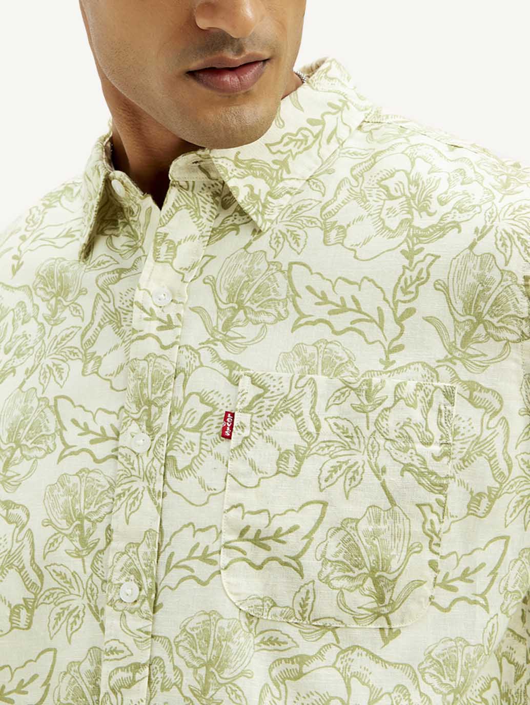 Men's Floral Slim Fit Linen Shirt - Image 5