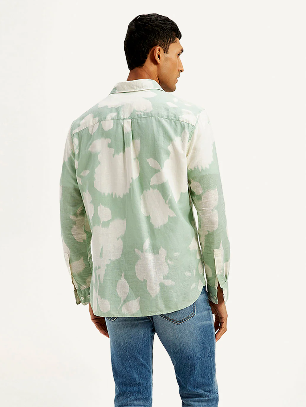 Men's Floral Slim Fit Linen Shirt - Image 3