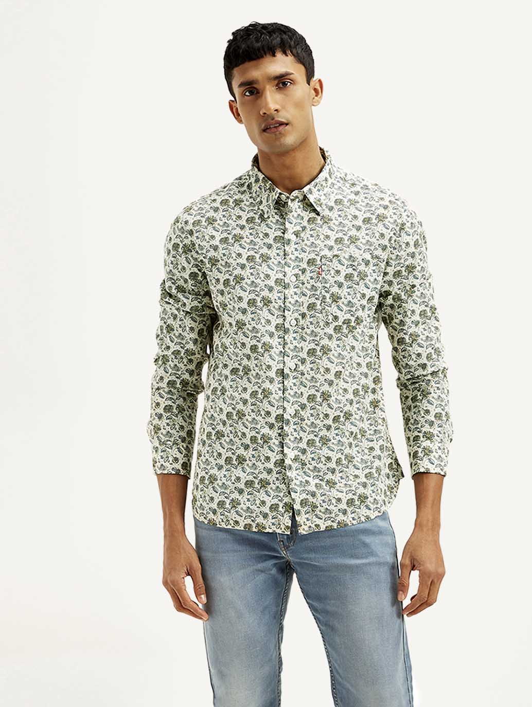 Men's Floral Slim Fit Linen Shirt - Image 2