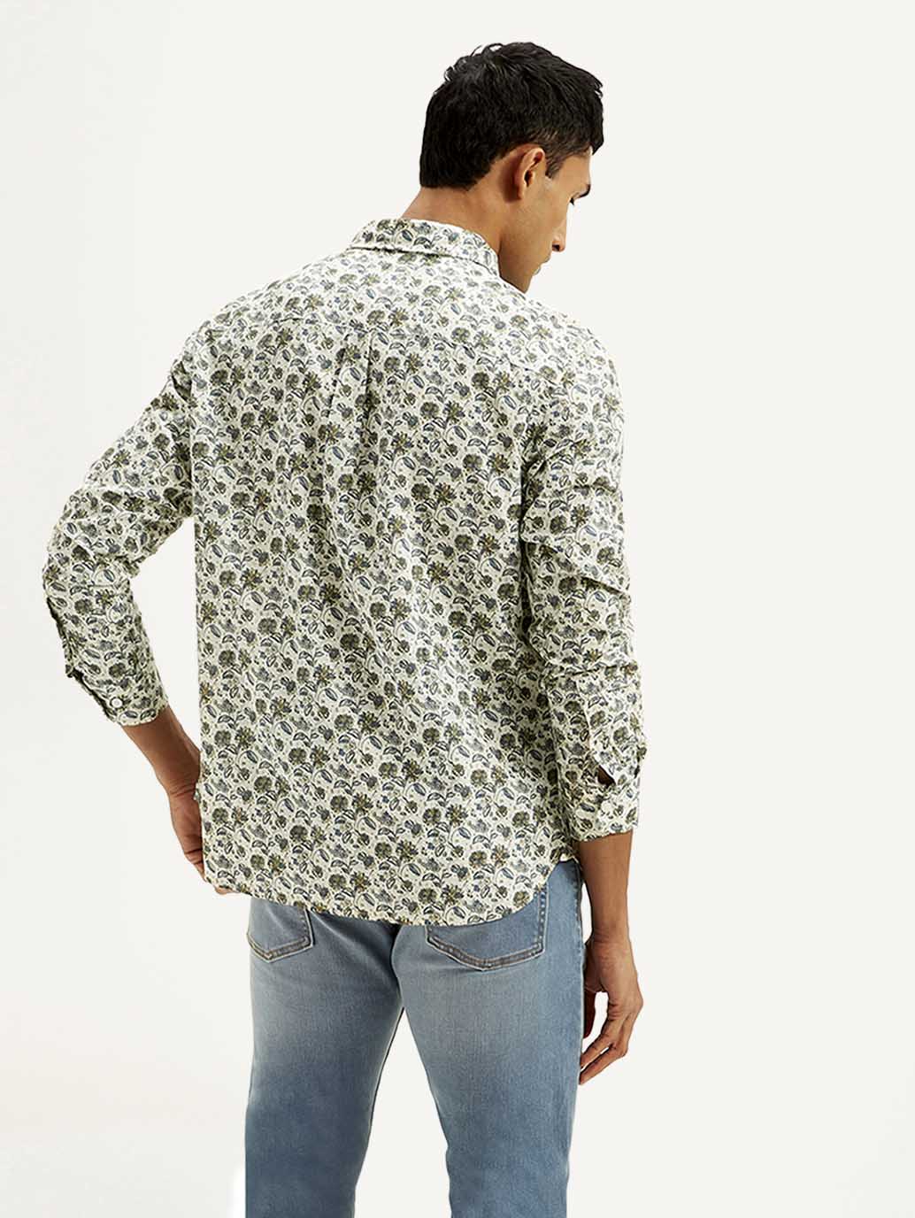 Men's Floral Slim Fit Linen Shirt - Image 3