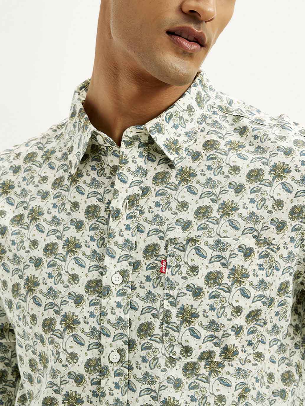 Men's Floral Slim Fit Linen Shirt - Image 4