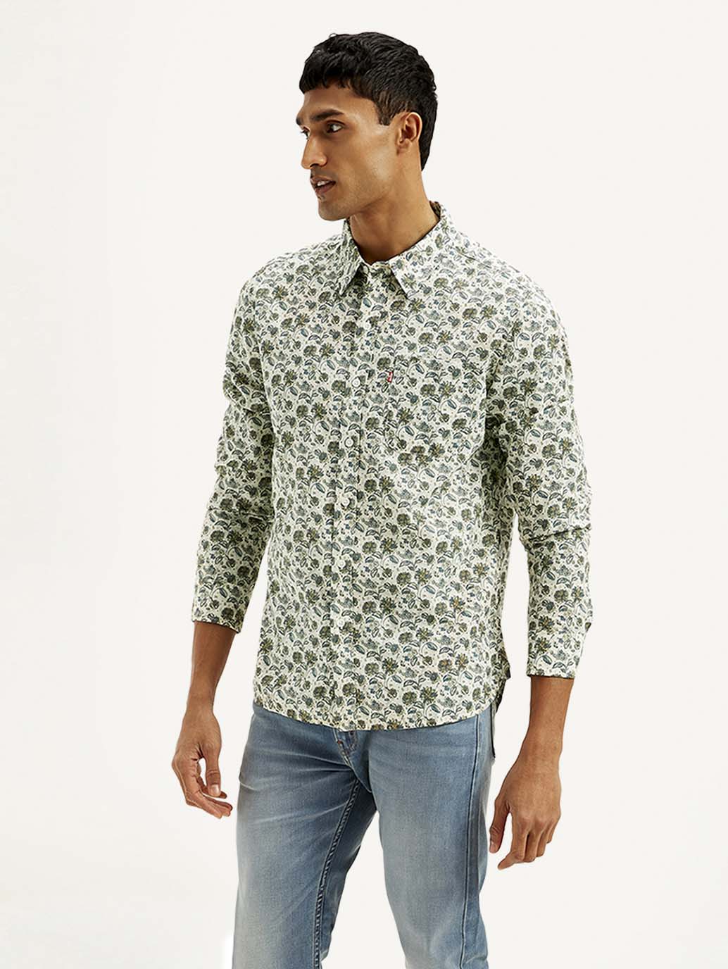 Men's Floral Slim Fit Linen Shirt - Image 5