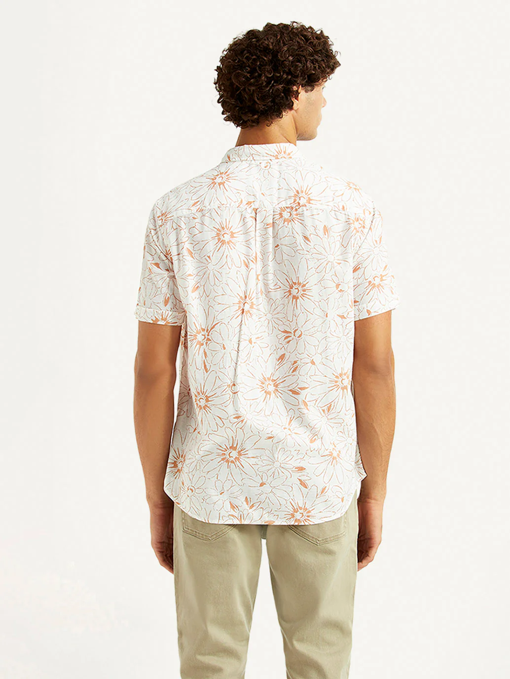 Men's Floral White Slim Fit Shirt - Image 2