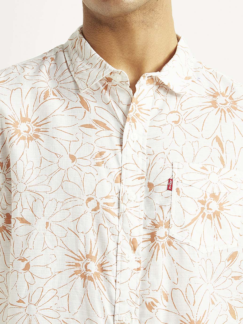 Men's Floral White Slim Fit Shirt - Image 3