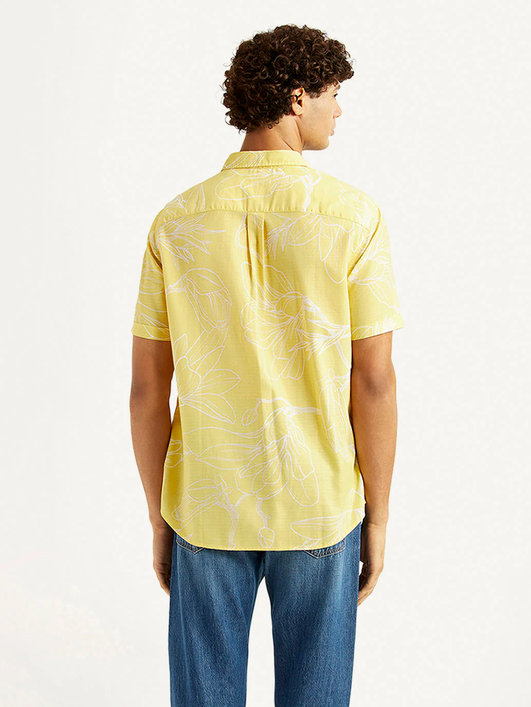 Men's Floral Yellow Slim Fit Shirt - Image 3
