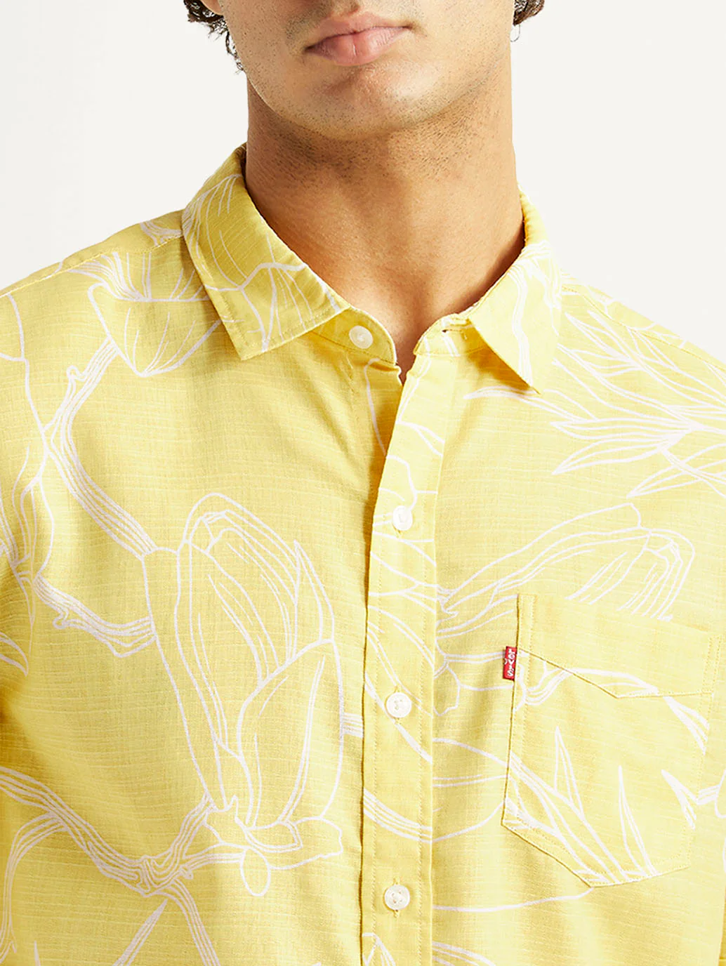 Men's Floral Yellow Slim Fit Shirt - Image 4