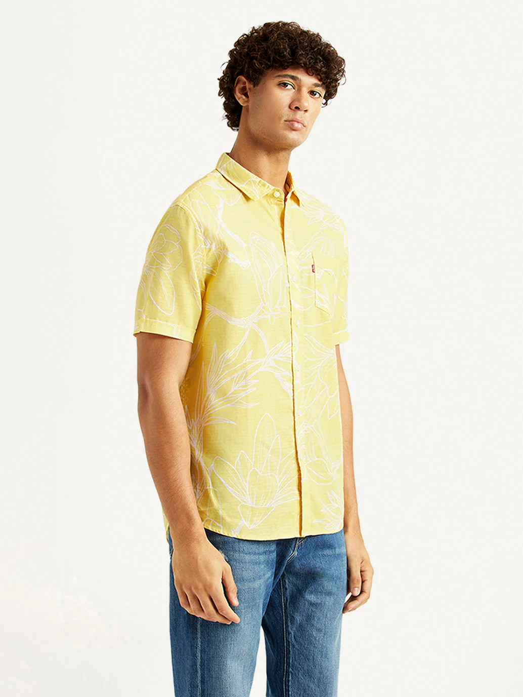 Men's Floral Yellow Slim Fit Shirt - Image 5