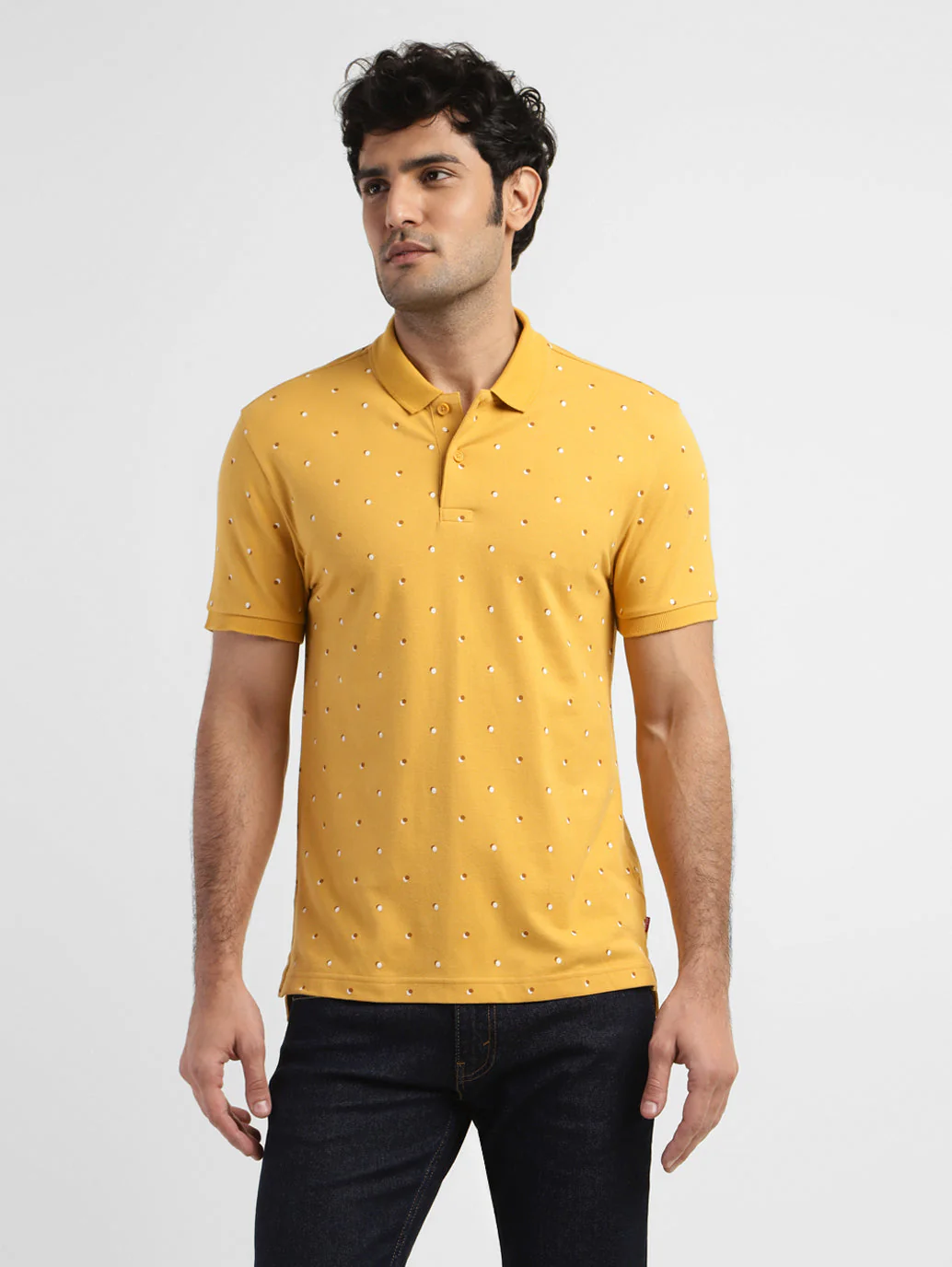 Men's Geometric Print Polo T-shirt Yellow - Image 2