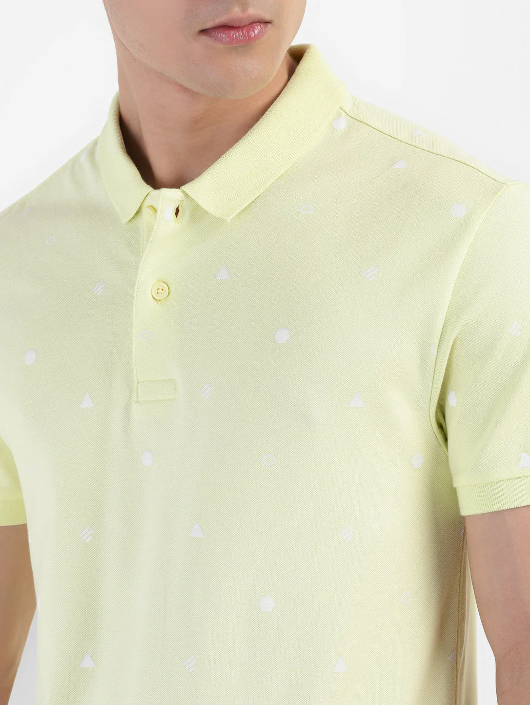 Men's Geometric Print Polo T-shirt Yellow - Image 3