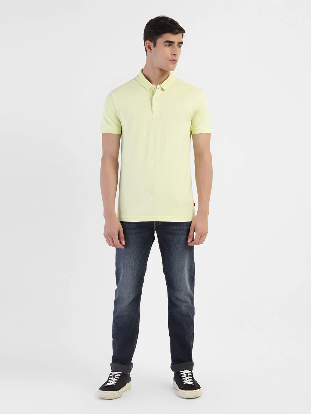 Men's Geometric Print Polo T-shirt Yellow - Image 5