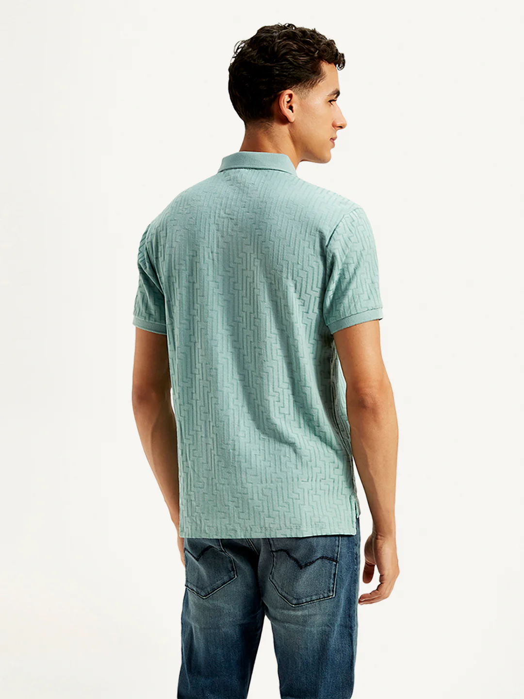 Men's Redloop Geometric Print Slim Fit Polo T-Shirt - Image 3