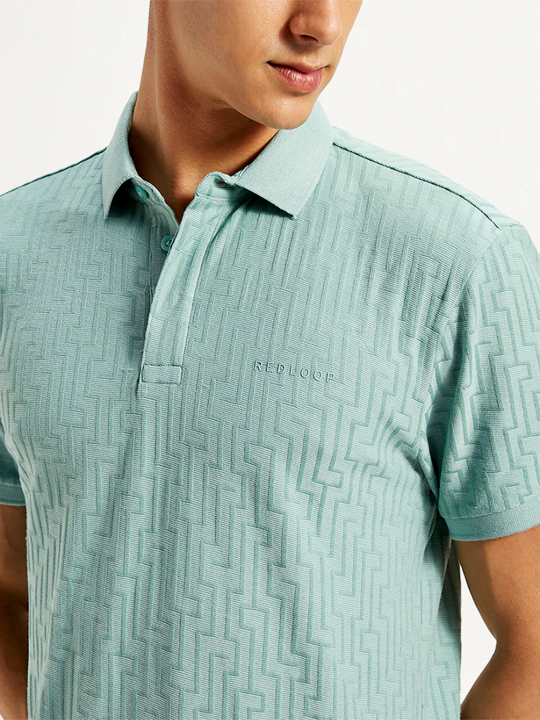 Men's Redloop Geometric Print Slim Fit Polo T-Shirt - Image 5