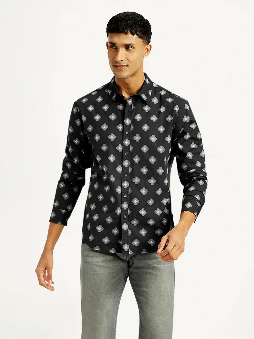 Men's Geometric Print Slim Fit Shirt