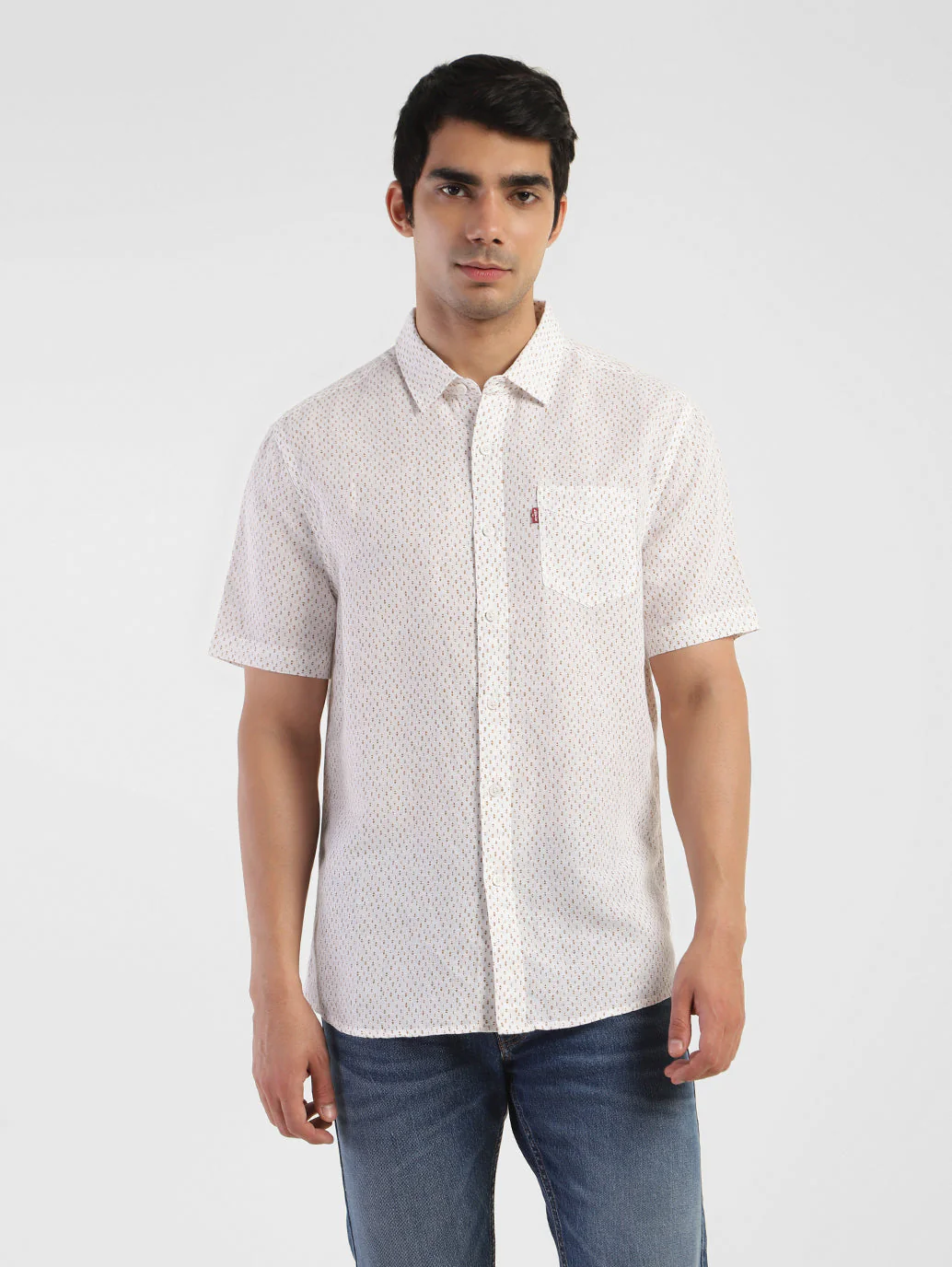 Men's Printed Spread Collar Linen Shirt - Image 2