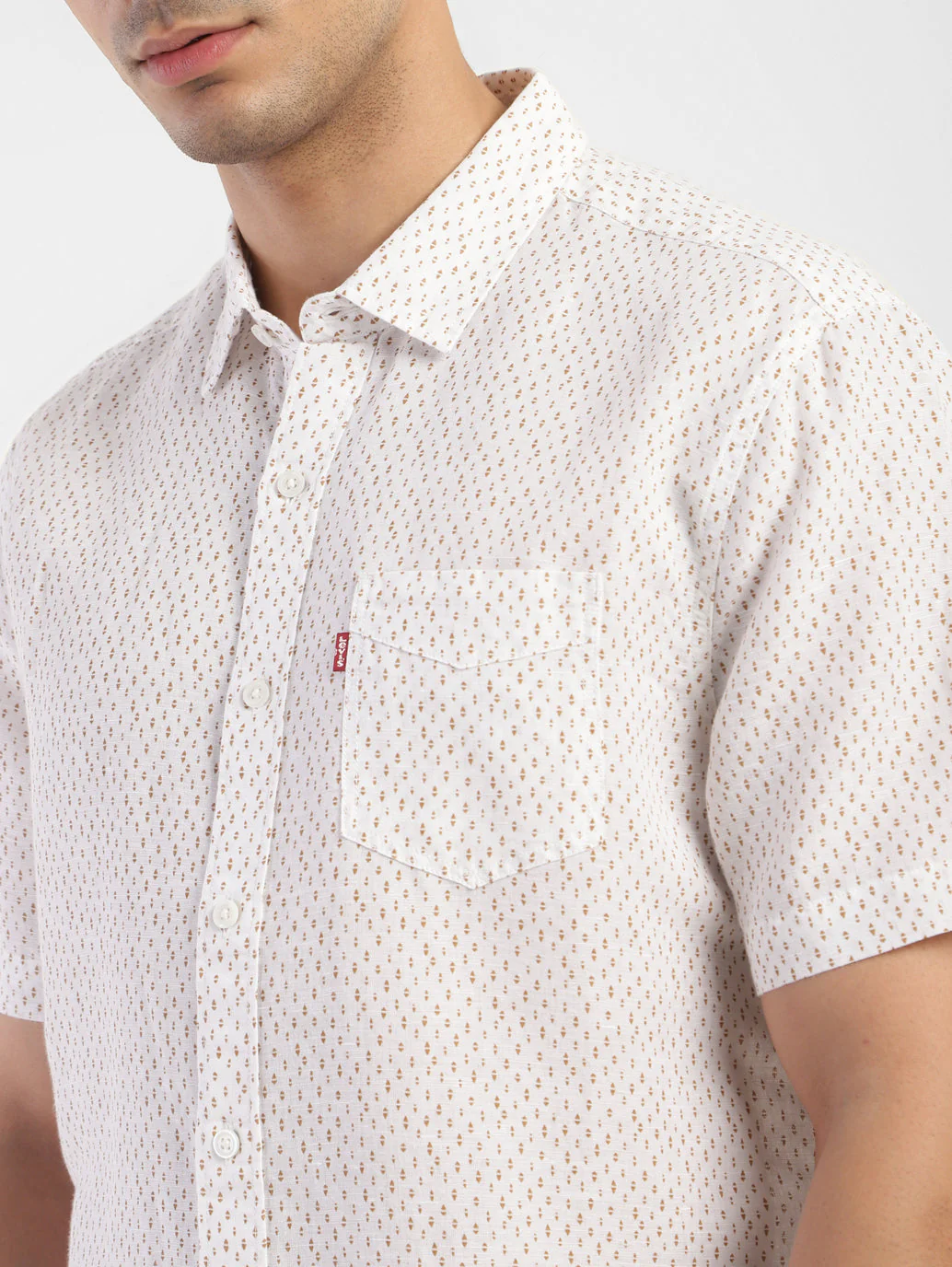 Men's Printed Spread Collar Linen Shirt - Image 6