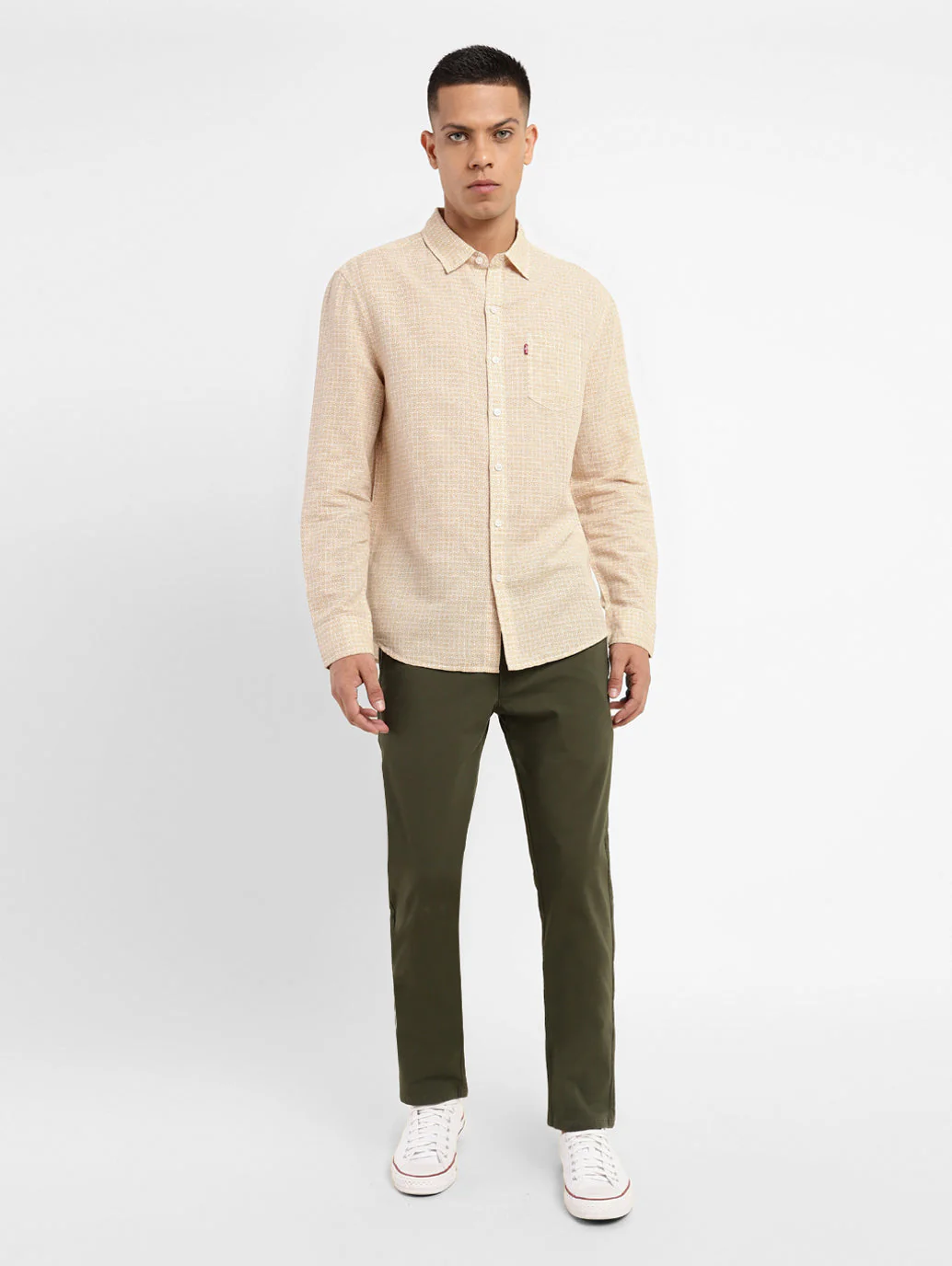 Men's Geometric Print Slim Fit Linen Shirt - Image 6