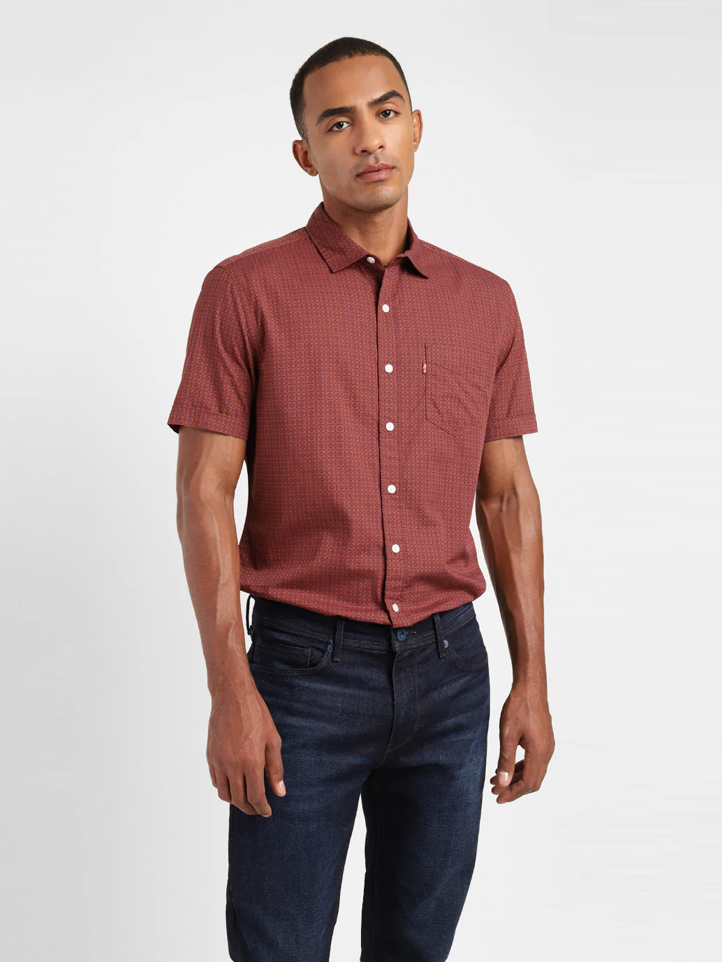 Men's Geometric Print Slim Fit Shirt
