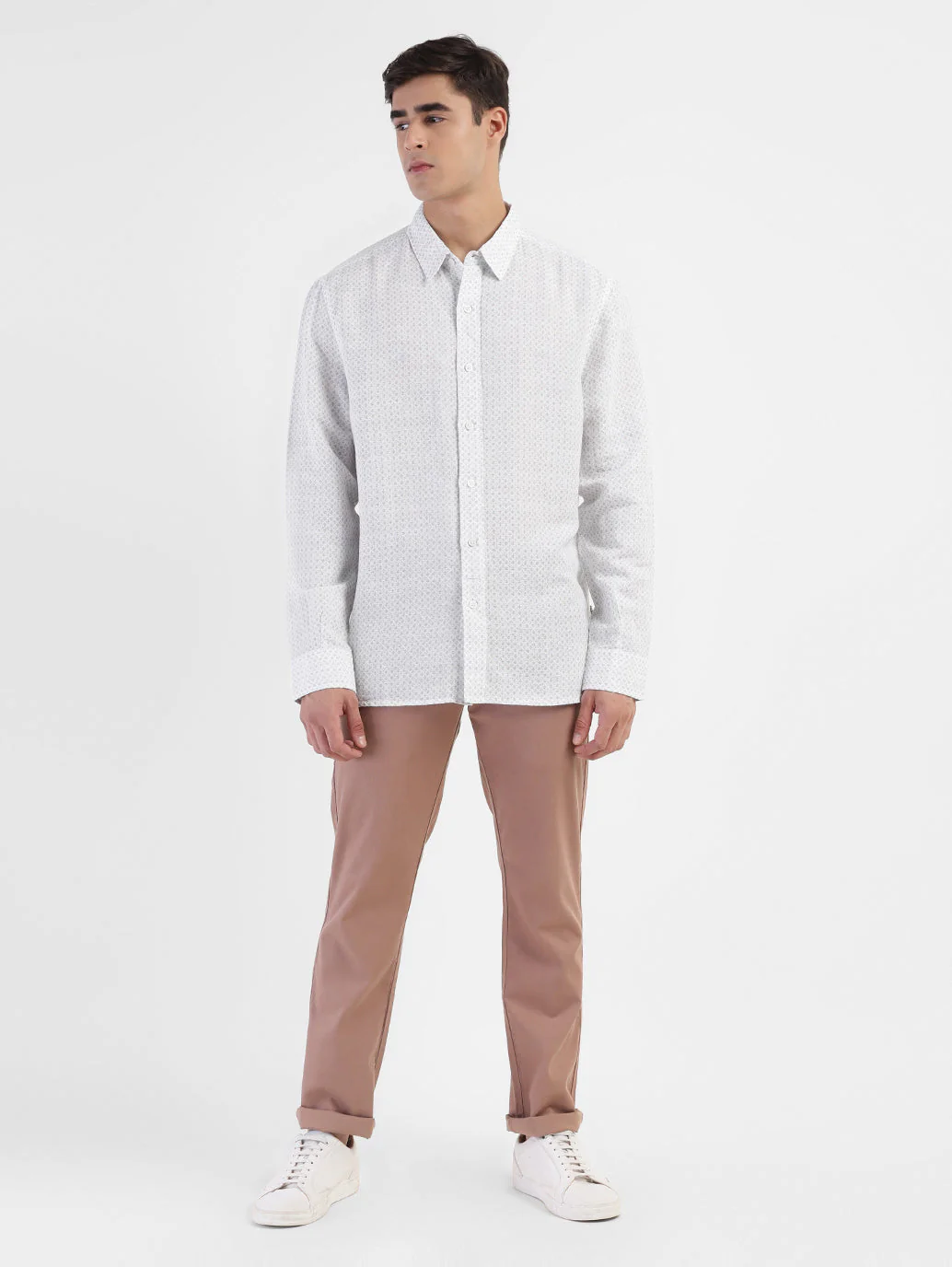 Men's Printed Spread Collar Linen Shirt - Image 5