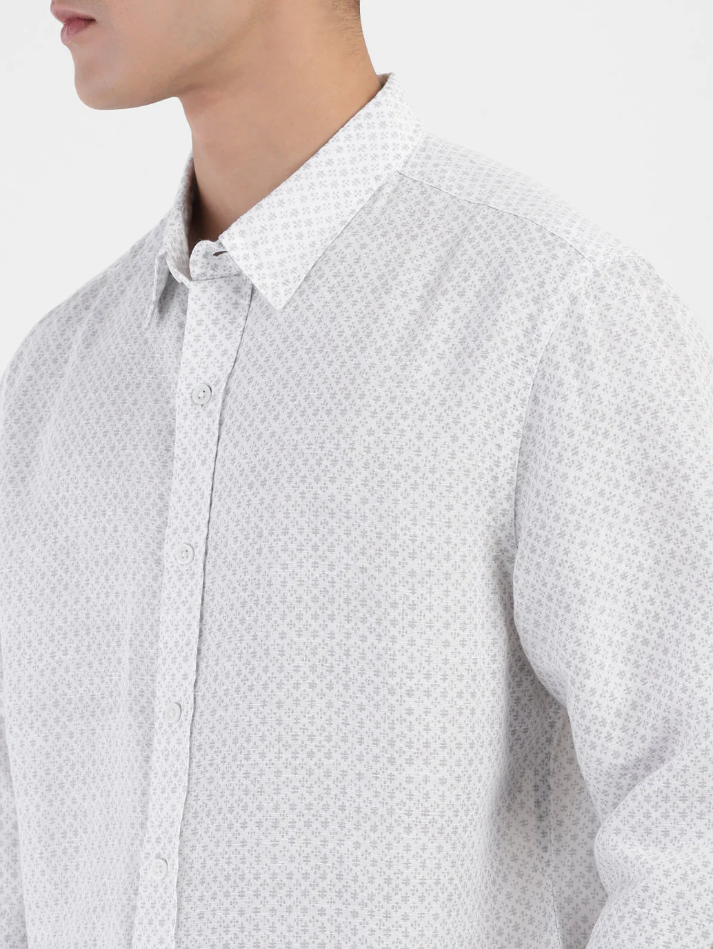Men's Printed Spread Collar Linen Shirt - Image 6