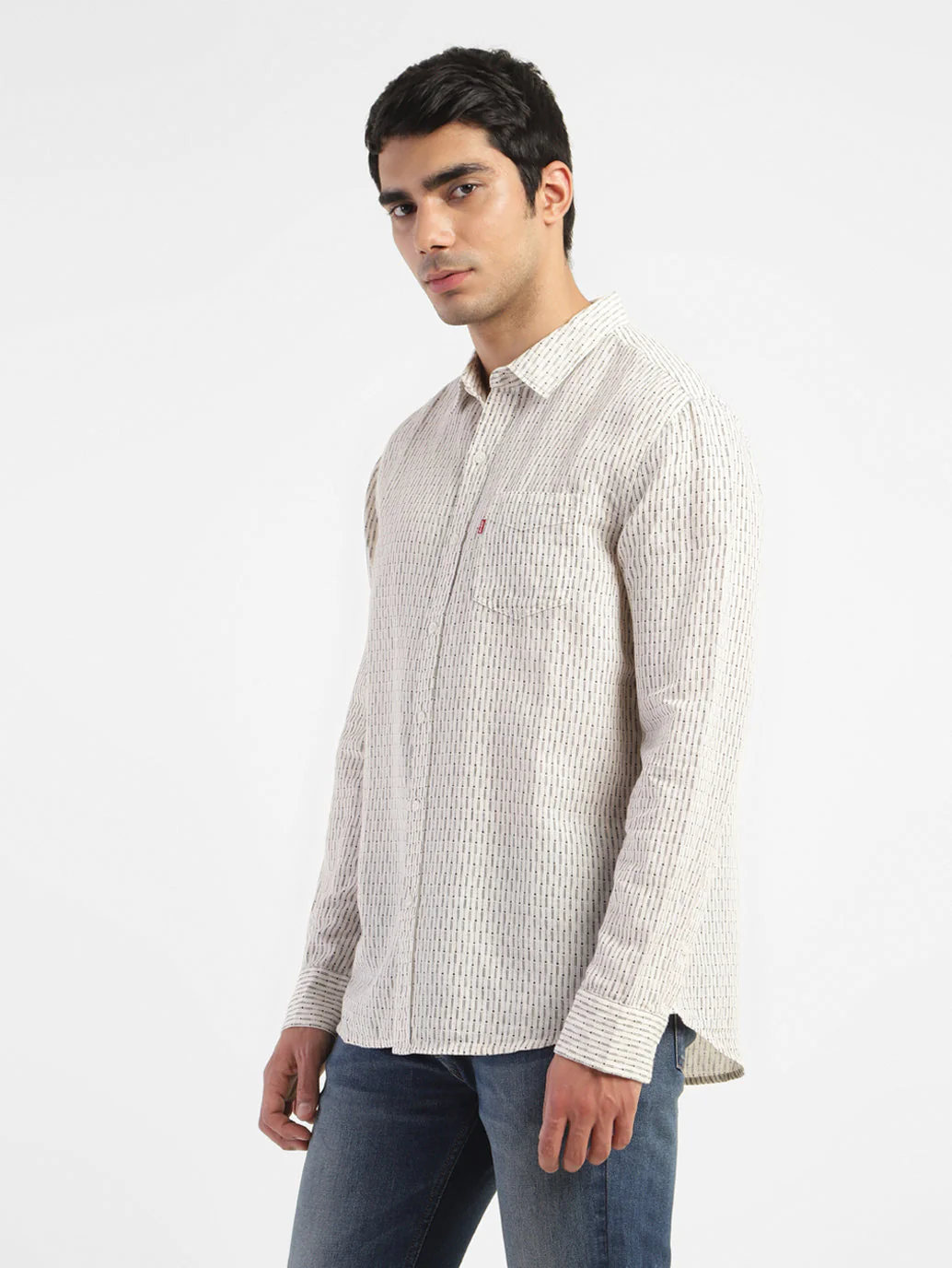 Men's Geometric Slim Fit Linen Shirts - Image 4