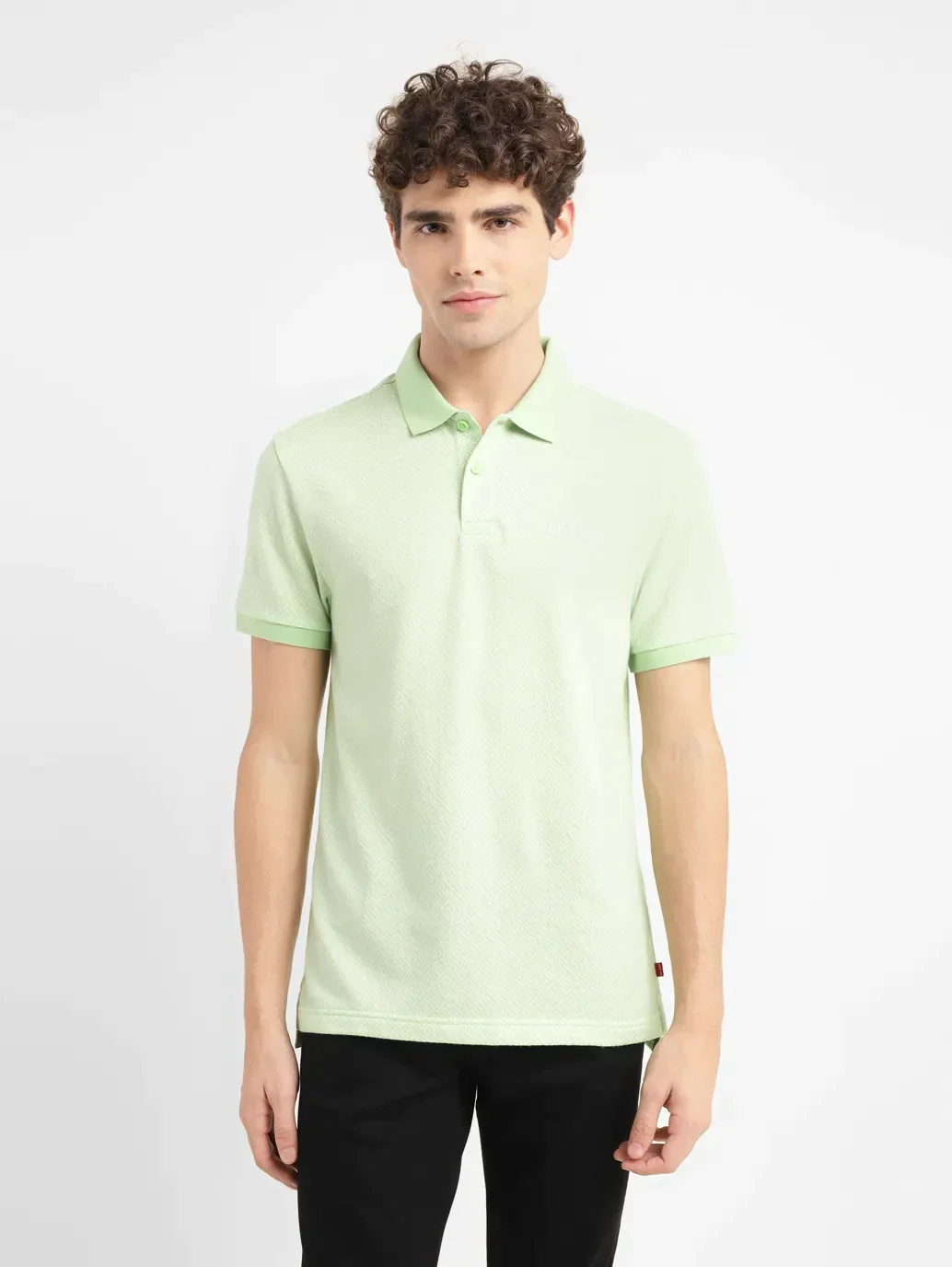 Men's Geometric Slim Fit Polo T-shirt - Image 2