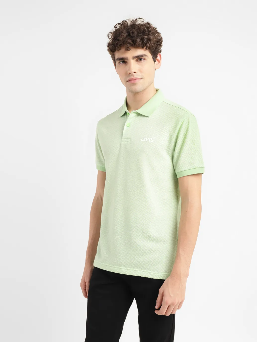 Men's Geometric Slim Fit Polo T-shirt - Image 4