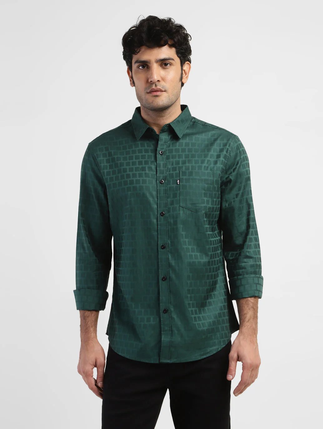 Men's Geometric Slim Fit Shirts - Image 2