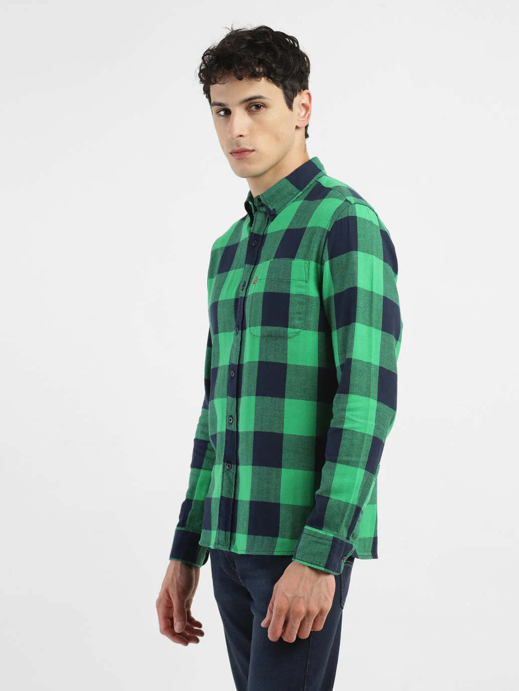 Men's Checkered Spread Collar Shirt - Image 4