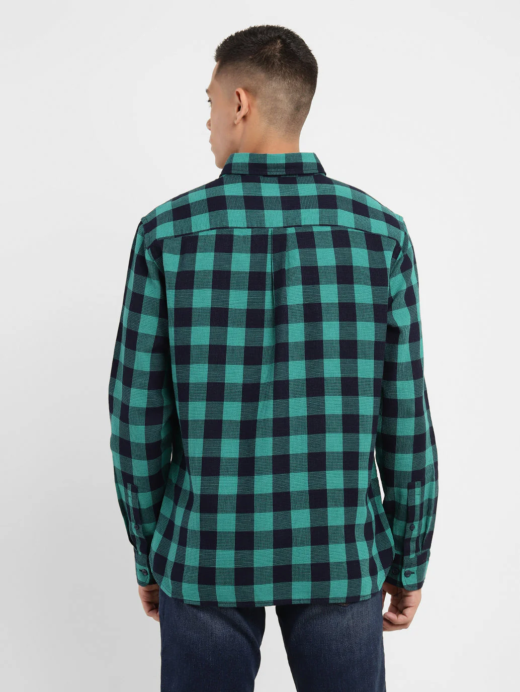 Men's Checkered Spread Collar Shirt - Image 3