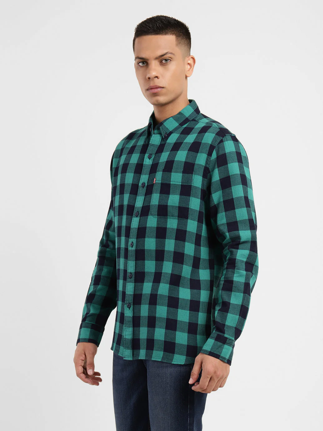 Men's Checkered Spread Collar Shirt - Image 4