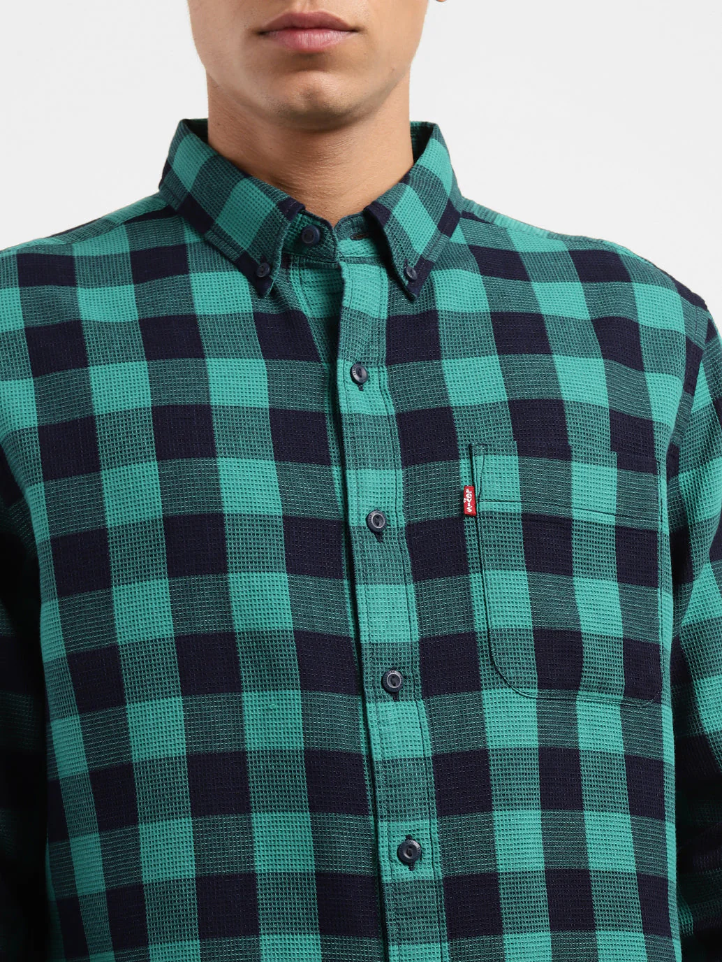 Men's Checkered Spread Collar Shirt - Image 5