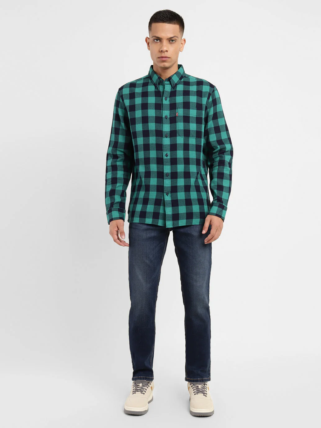 Men's Checkered Spread Collar Shirt - Image 6