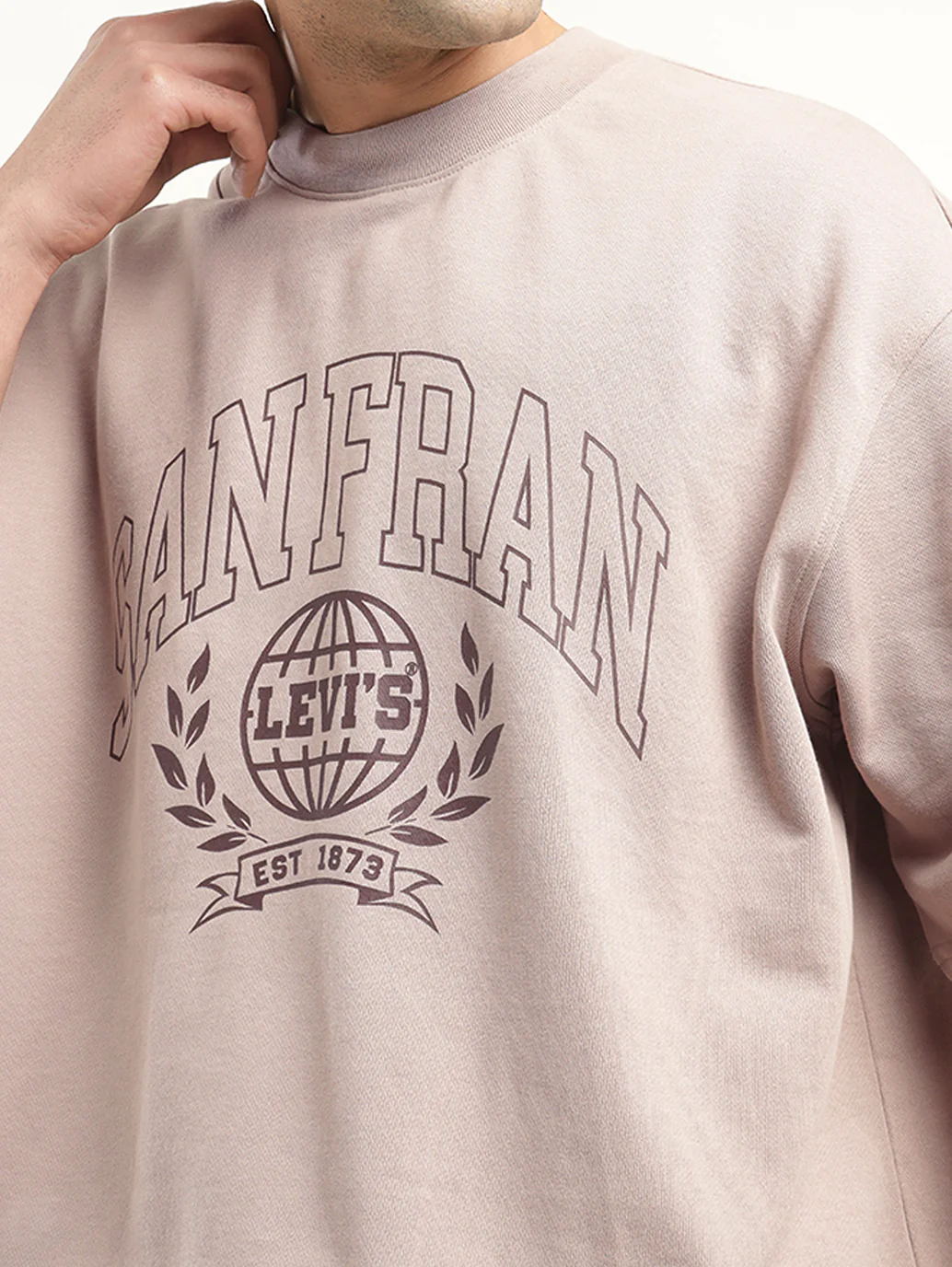 Men's Graphic Beige Crew Neck Co-ord Set - Image 4