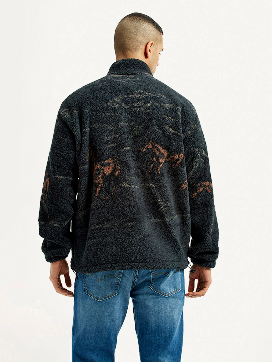 Men's Graphic Loose Fit Sherpa Sweatshirt - Image 3