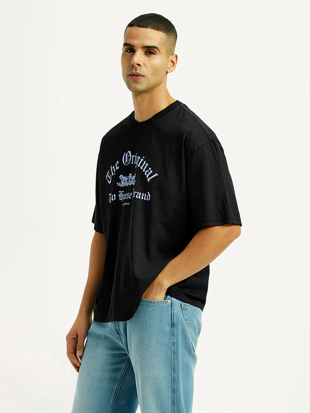Men's Graphic Print Black Boxy T-shirt - Image 5