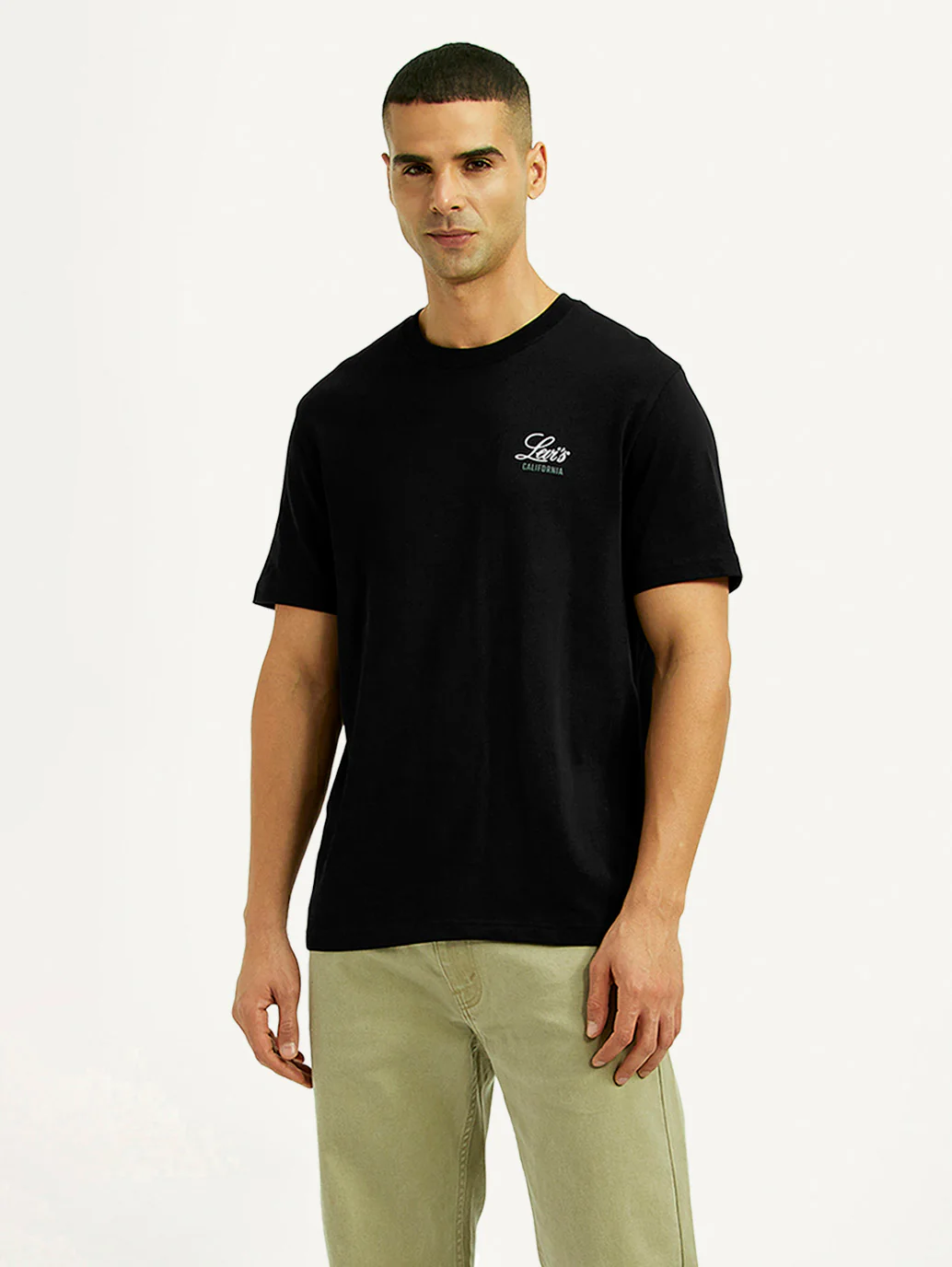 Men's Graphic Print Black Crew Neck T-shirt