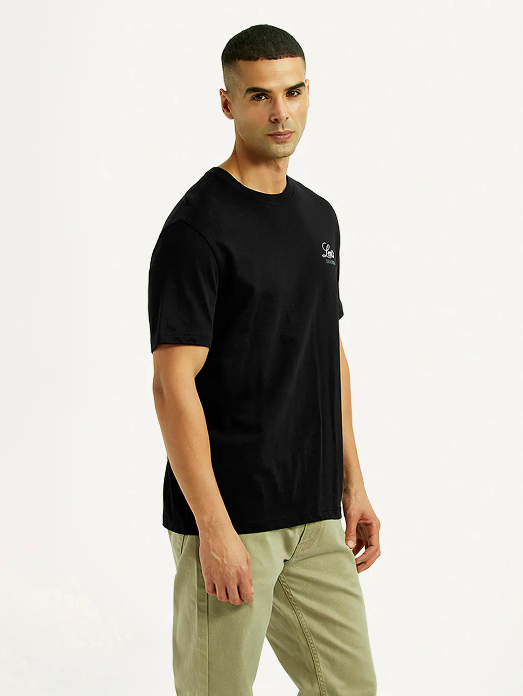 Men's Graphic Print Black Crew Neck T-shirt - Image 4