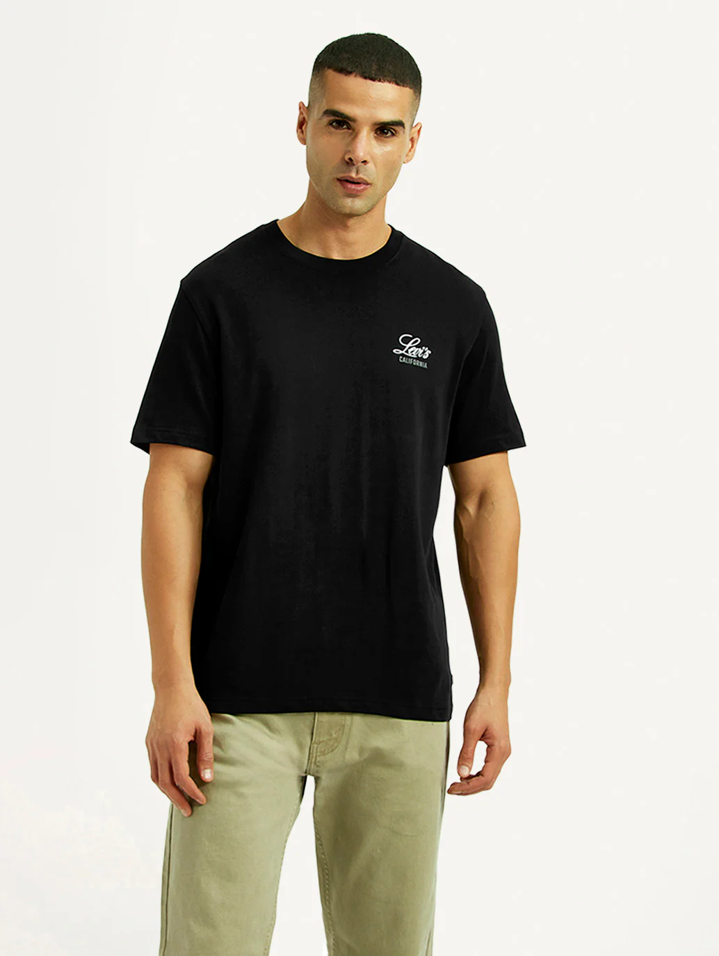 Men's Graphic Print Black Crew Neck T-shirt - Image 5