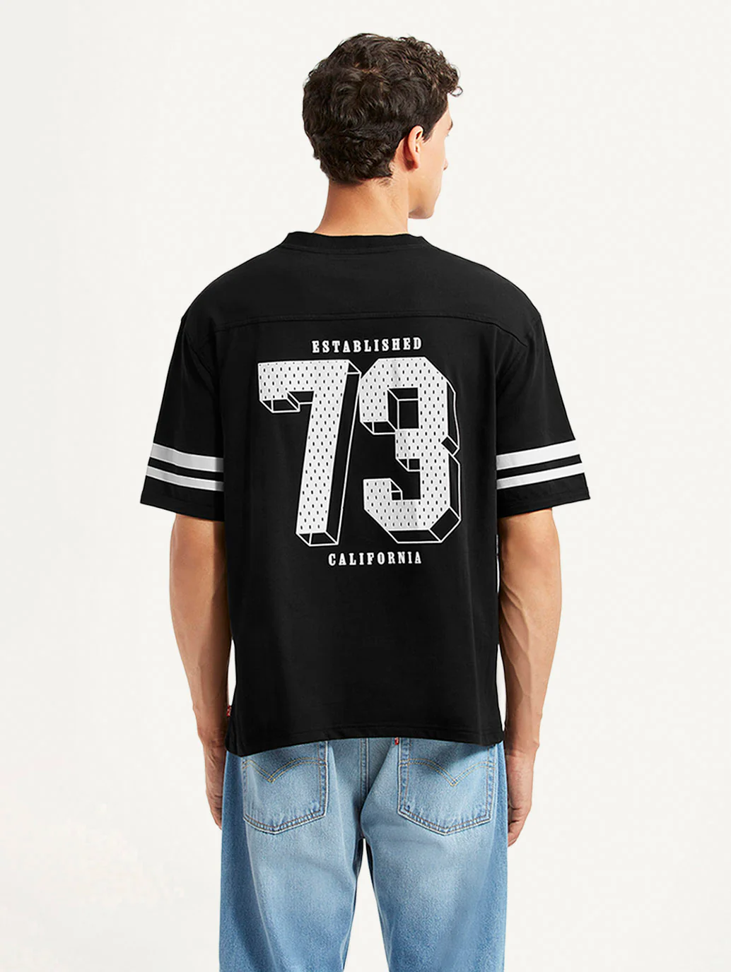 Men's Graphic Print Black Loose Fit T-shirt - Image 2