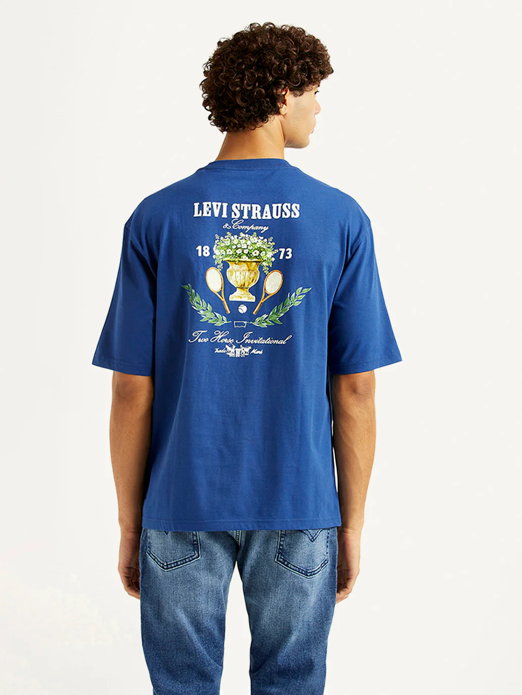 Men's Graphic Print Blue Loose Fit T-shirt - Image 3