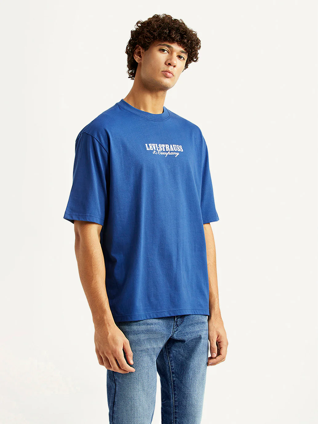 Men's Graphic Print Blue Loose Fit T-shirt - Image 5