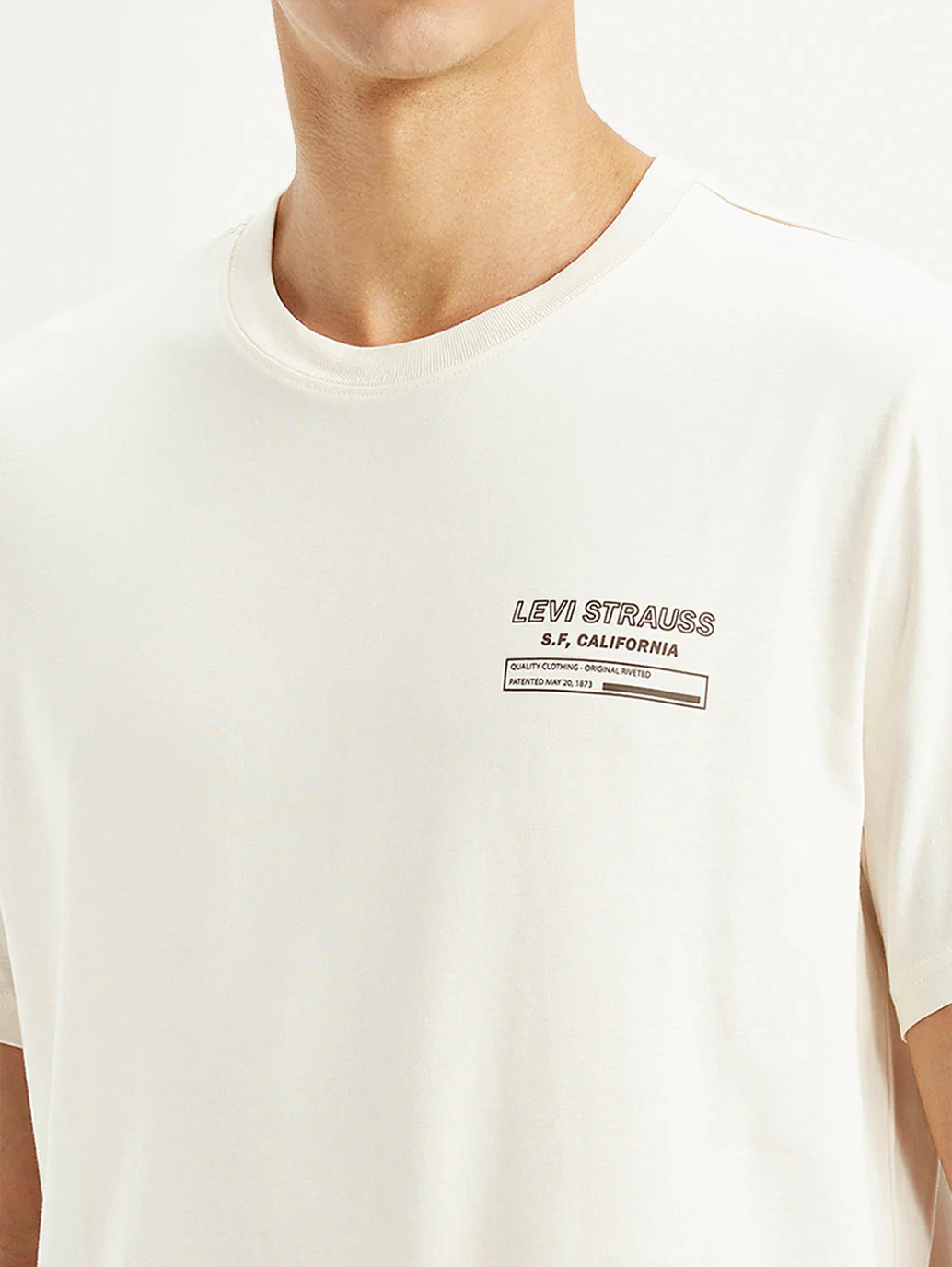 Men's Graphic Print Cream Crew Neck T-shirt - Image 3