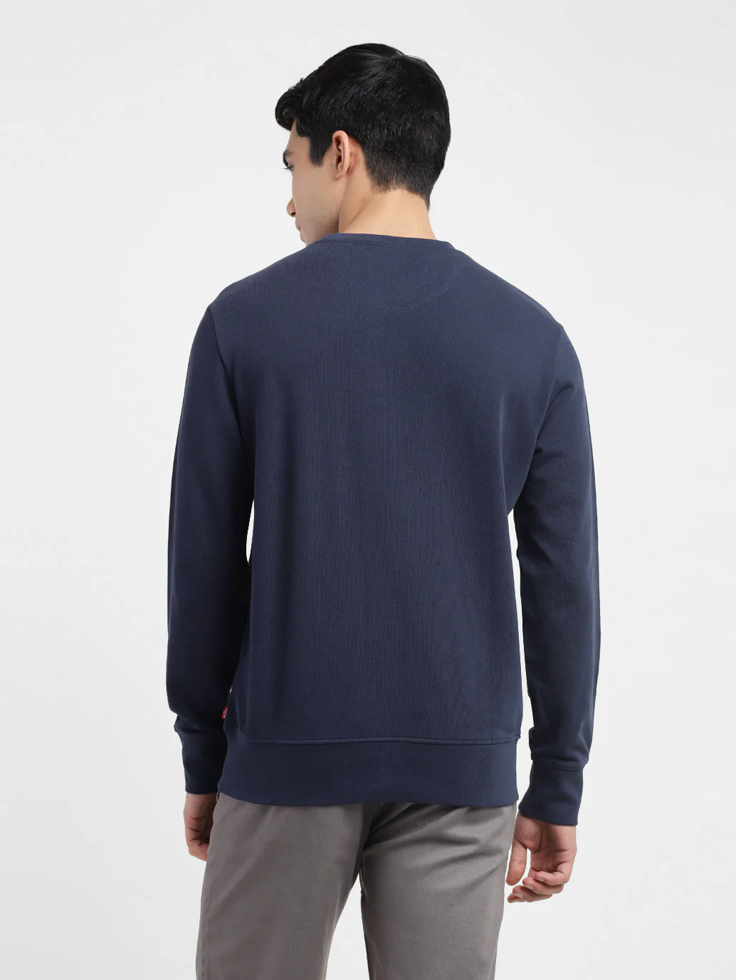 Men's Graphic Print Crew Neck Sweatshirt Navy - Image 3