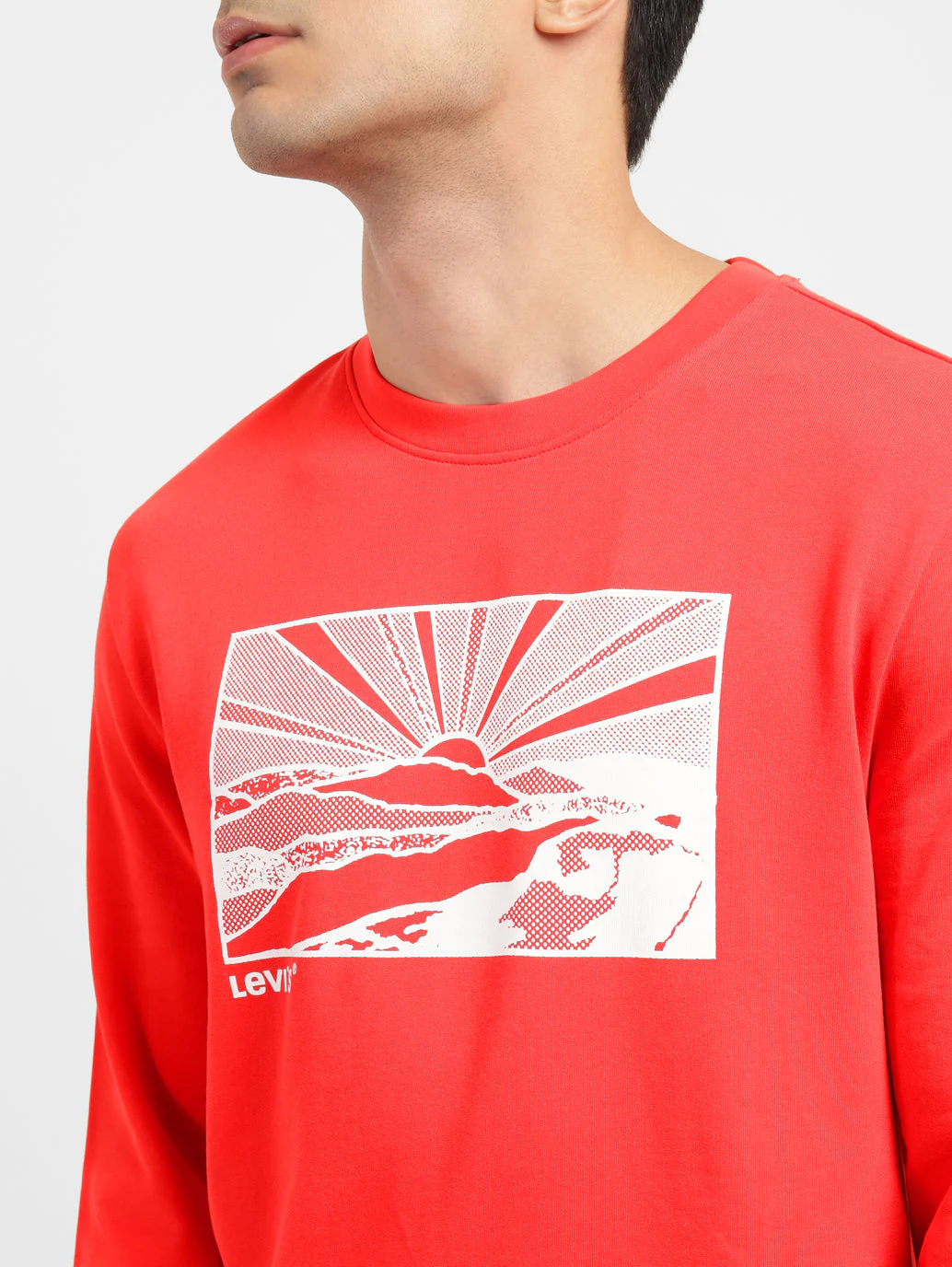Men's Graphic Print Crew Neck Sweatshirt Red - Image 5