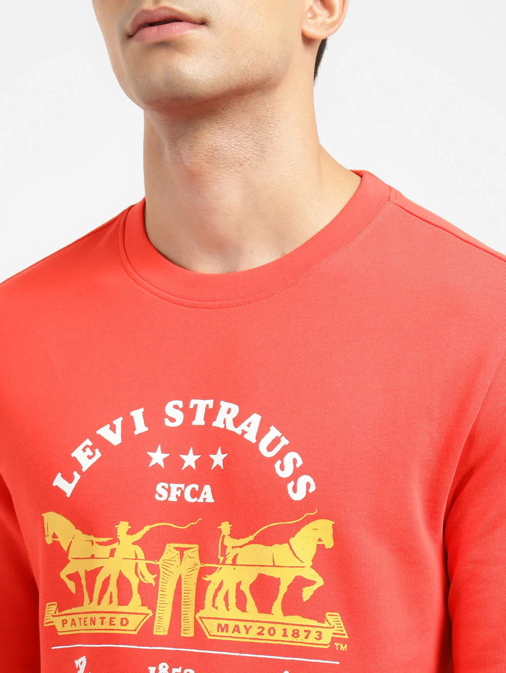 Men's Graphic Print Crew Neck Sweatshirt Red - Image 4
